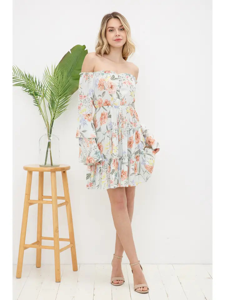 PREORDER - FLORAL OFF SHOULDER DRESS