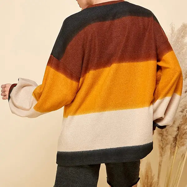 MULTI COLOR LOOSE FIT LONG SLEEVE TOP