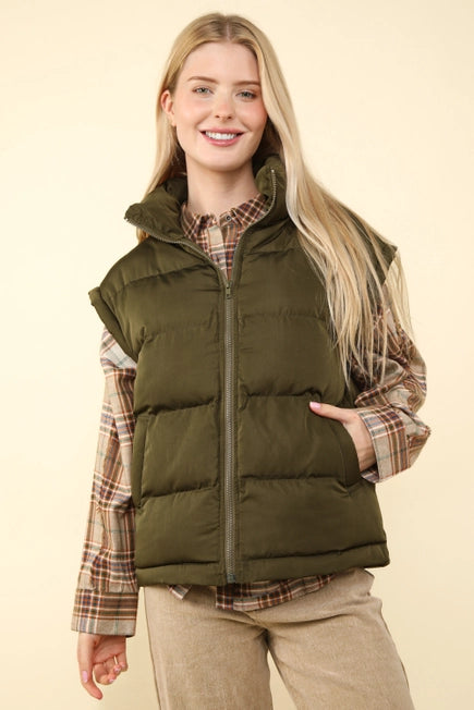 HIGH NECK CASUAL COMFY PUFFER VEST