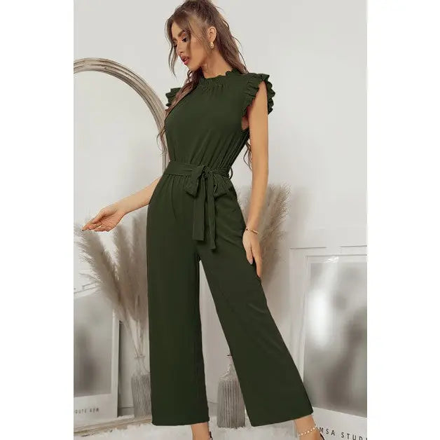 SLEEVELESS RUFFLE JUMPSUIT