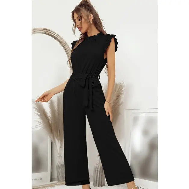 SLEEVELESS RUFFLE JUMPSUIT