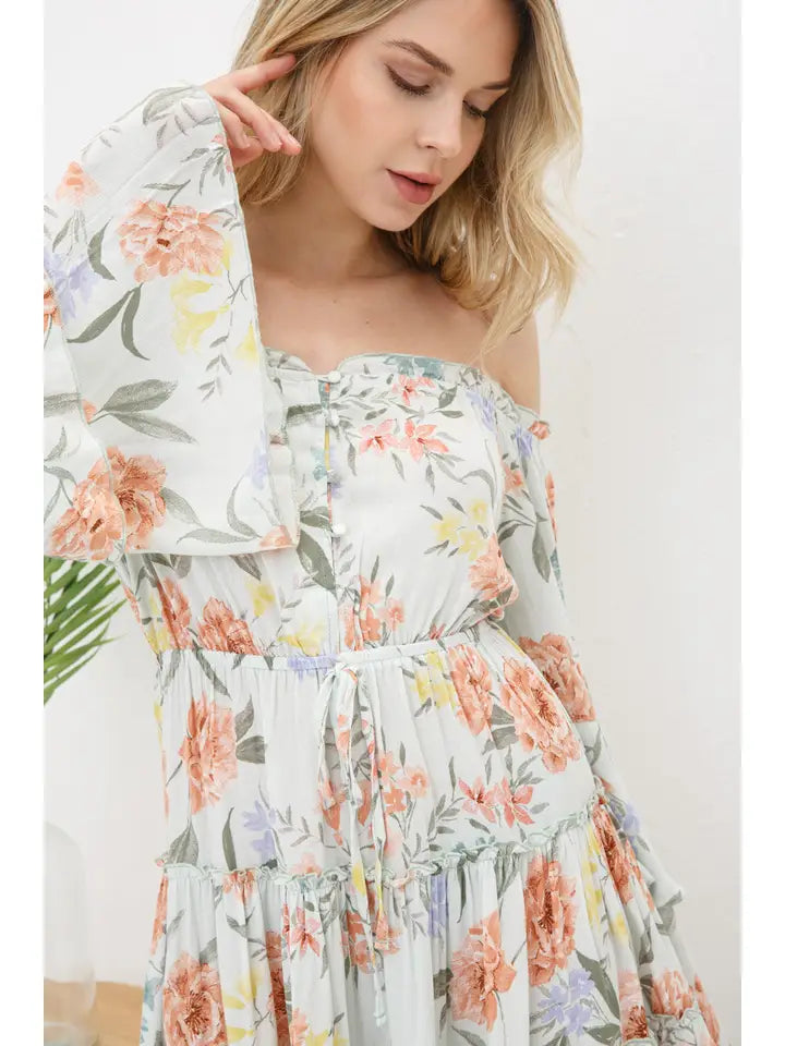 PREORDER - FLORAL OFF SHOULDER DRESS