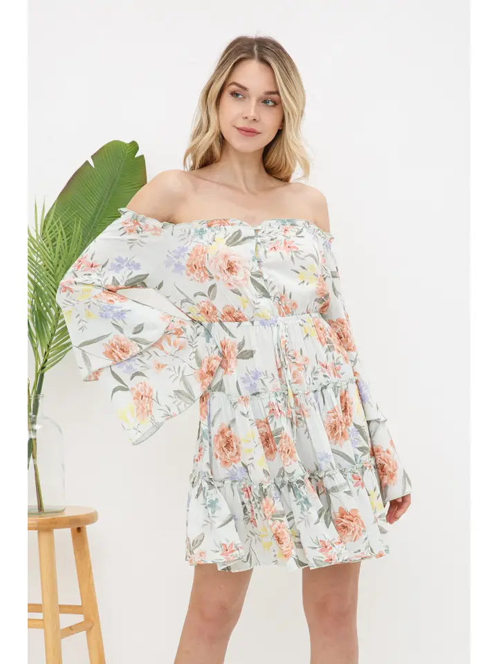 PREORDER - FLORAL OFF SHOULDER DRESS