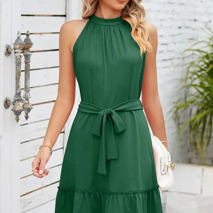 PREORDER - RUFFLED HALTER DRESS